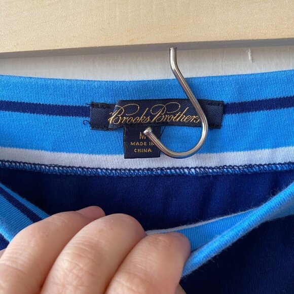 Brooks Brothers Maxi Skirt Womens Medium Blue Striped Button Front Preppy Y2K - Picture 3 of 6